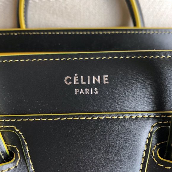 NWOT Celine Black Yellow Nano Luggage Tote - Picture 8 of 11